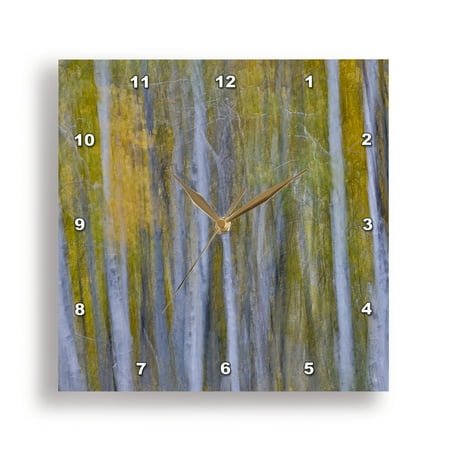 3dRose, California, June Lake. Aspens in Fall golden color, blur motion, 10x10 Wall Clock