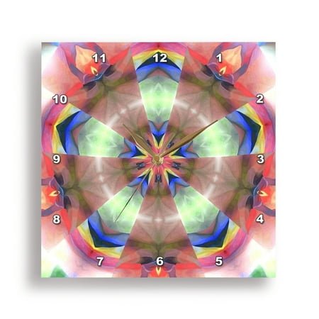 3dRose, Pastel Shades Multicolored Kaleidoscope Pentangle Pattern 1, 13x13 Wall Clock