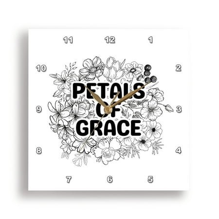 3dRose, Petals of Grace surrounded by Flowers, 13x13 Wall Clock