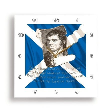 3dRose, Selkirk Grace Burns Night And Scottish Saltire, 10x10 Wall Clock