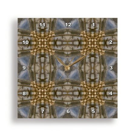 3dRose, Wood and metal kaleidoscope abstract., 10x10 Wall Clock