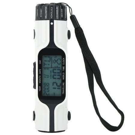 3,in,1 Digital Clock W/ Flashlight Thermometer, World Time, Snooze, Backlight, Ideal For Travel Home