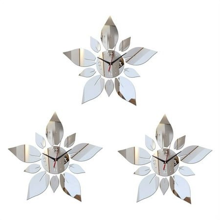 3X Mirror Acrylic Material Single Face Wall Stickers Modern Style Wall Quartz Clocks Home Decor Wall Watches Silver