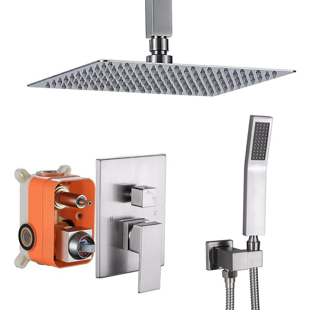 4-Spray Patterns with 2.5 GPM 7.87 in. H Tub Wall Mount Dual...