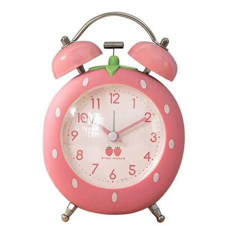 4 inches Strawberry Cute Alarm Clock for Heavy Sleepers with Backlight,Loud Twin Bell Alarm Clock for Kids, Seniors, Heavy Sleepers, Decorations for Bedroom, Living Room