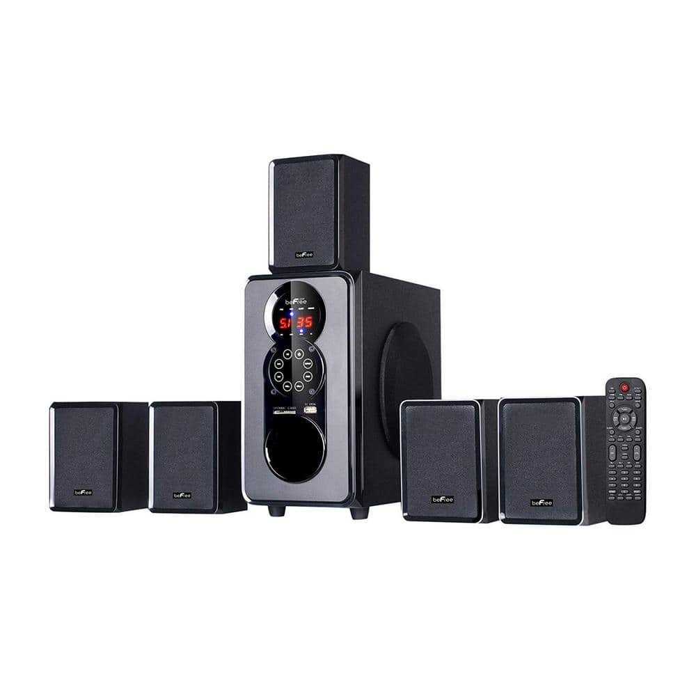 5.1-Channel Surround Sound Bluetooth Speaker System in Black