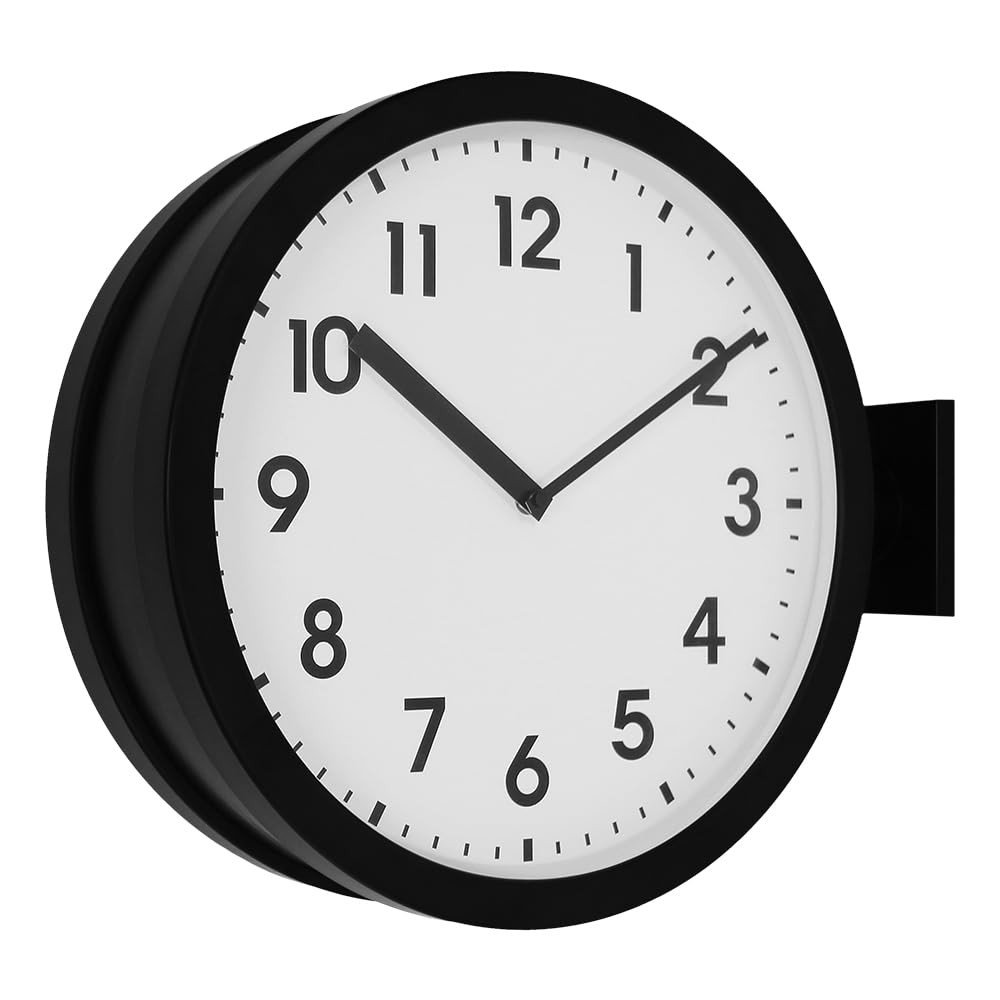 66289A 15-Inch Double Sided Aluminum Wall Clock.Minimalist Designed Classic S...