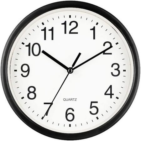 6 Inch Silent Wall Clocks Battery Operated, Non-Ticking Round Clock for Bedroom, Small Wall Clock, Ideal for Home Office Kitchen School, Easy to Read (Color : Black)