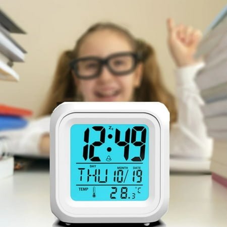 7-Color LED Alarm with Luminous Glow - Auto Color Changing, Digital Display, Adjustable Brightness, Bedside & Nightstand Clock (Battery Powered)