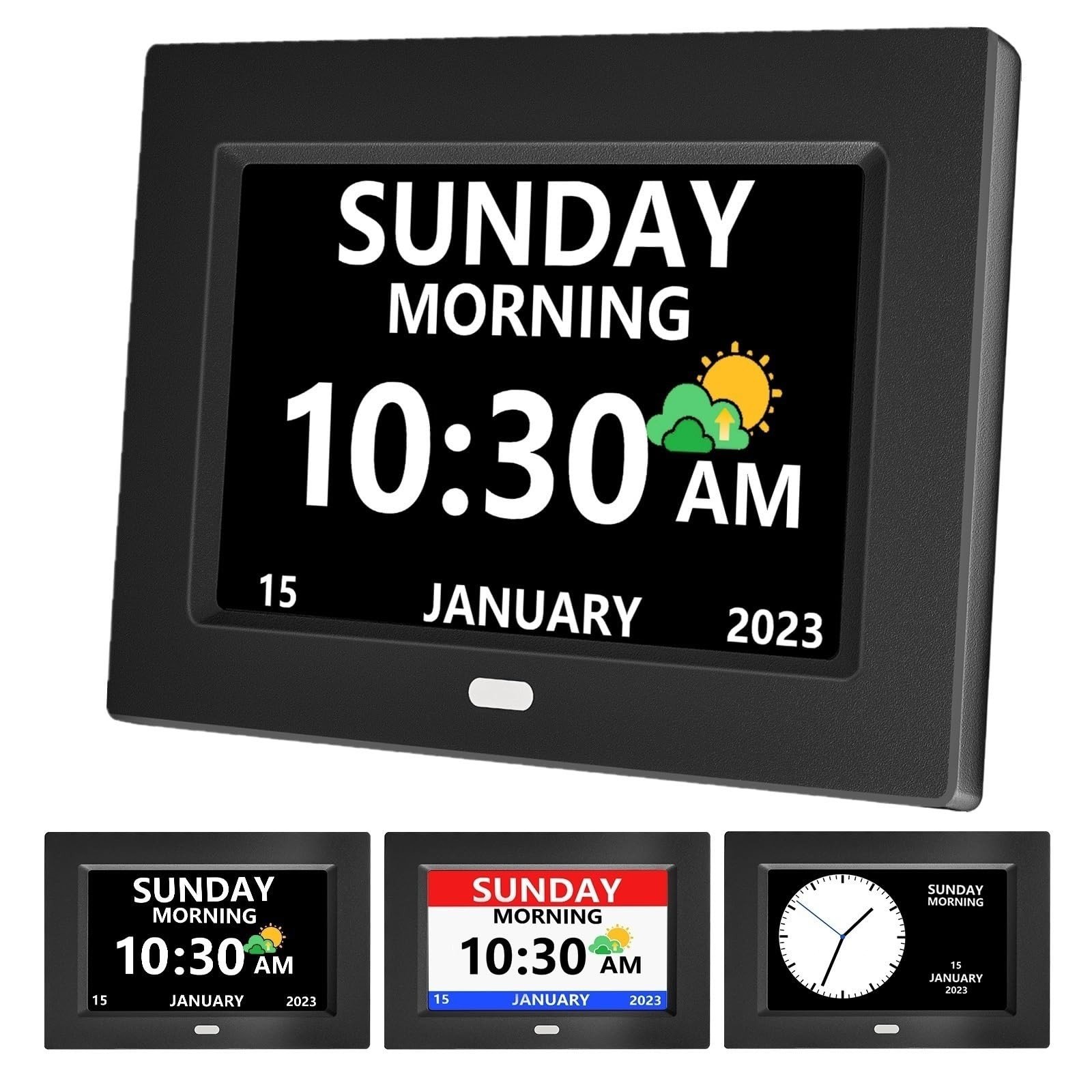 7 Inch Clock with Day and Date for Elderly Large Display Digital Clocks 12 Alarm