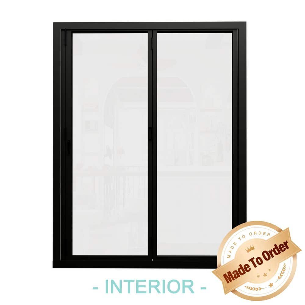 84 in. x 80 in. Right Swing/Outswing Double Tempered Glass Black Aluminum...