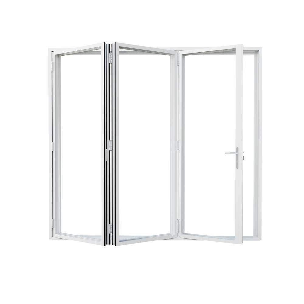 88 in. x 96 in. Left Center Opening/Outswing Double Tempered Glass White...