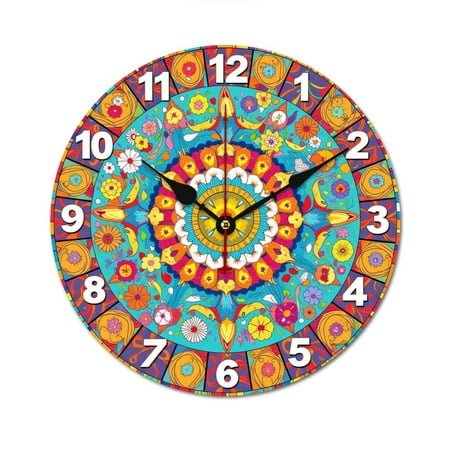 9.8 Inch Round Wooden Wall Clock - Silent Sweep Frameless Retro Minimalist Decor for Bedroom, Living Room & Office