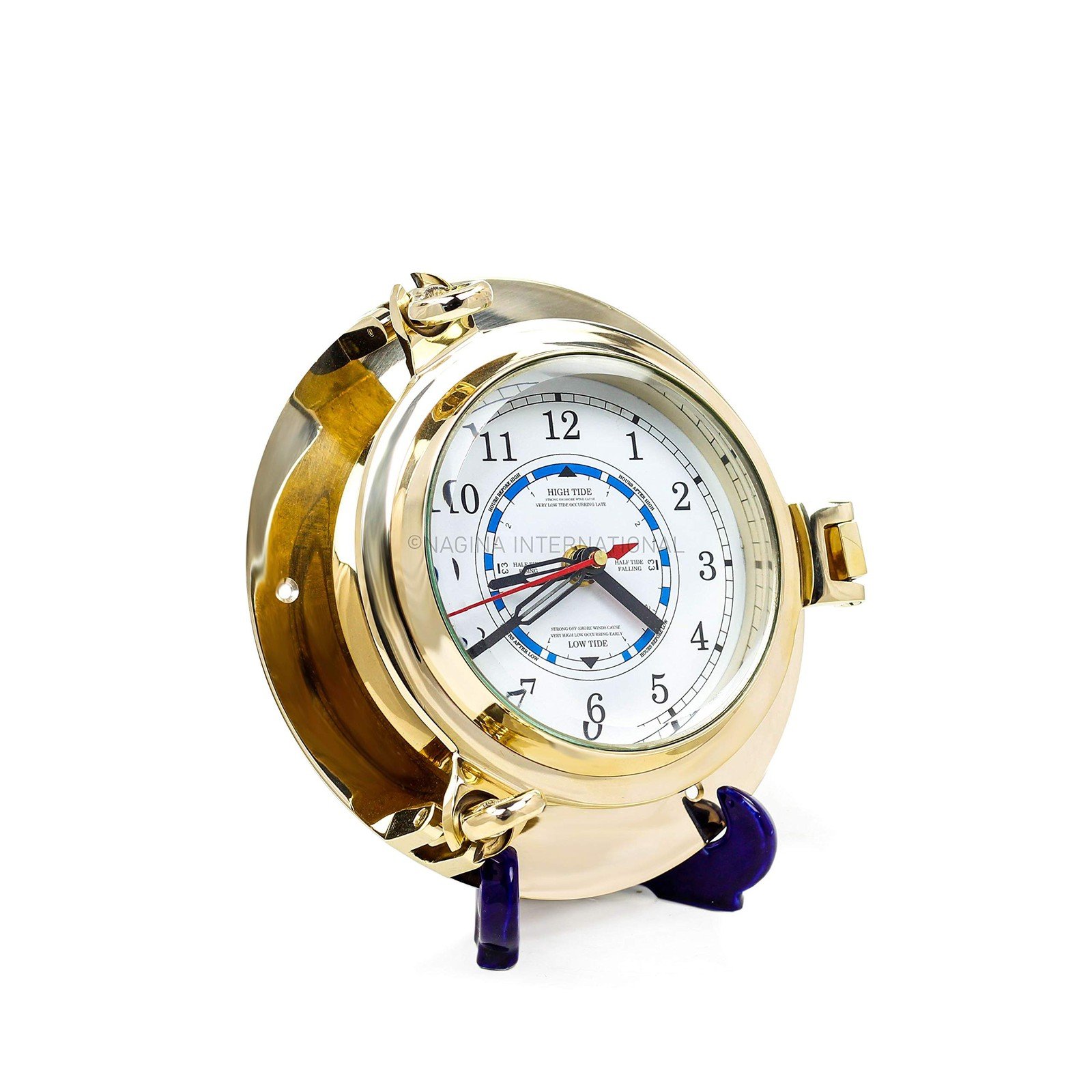 9" Solid Brass Porthole Time and Tide Clock