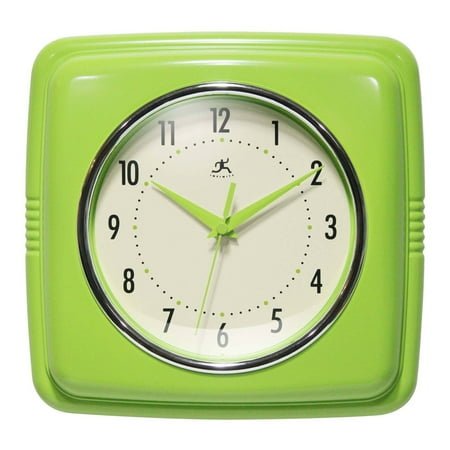 9 Square Retro Wall Clock Apple Green