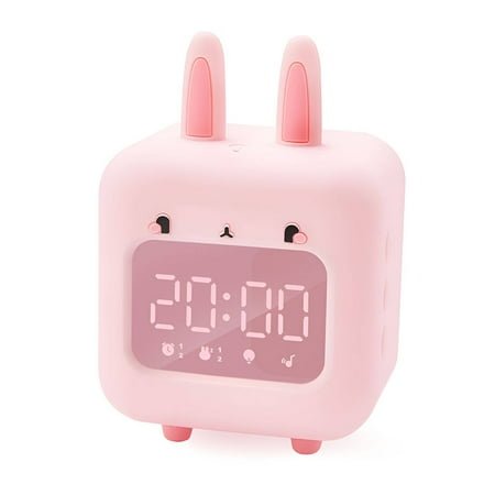 ACDANC Alarm Clock,Cute Bunny Shape Digital Clock,Silicone Material Bedside Clock,Pink