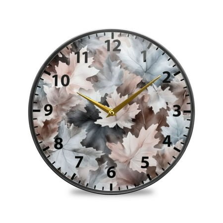 Acrylic Wall and Table Clock Maple Leaf Pattern 9.5in Modern Decor with Golden Hands