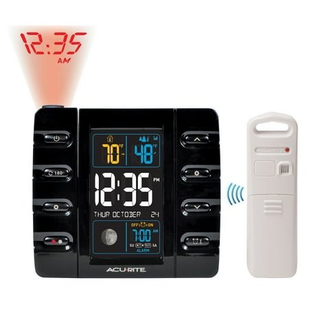 AcuRite Alarm Clock with Time Projection, Inteli-Time Technology, USB Charging Port, and Indoor/Outdoor Temperature (13020CA)