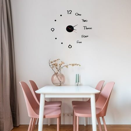 ADDHAT Square Acrylic Wall Clock for Home Decor, Silent and Accurate Timing, Black, 1 Set