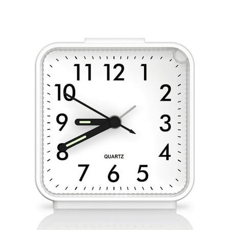 Alarm Clock, AMIR Silent Alarm Clock Non Ticking Clock with Snooze & Night Light Alarm Clock for Kids Elderly Bedroom Office White