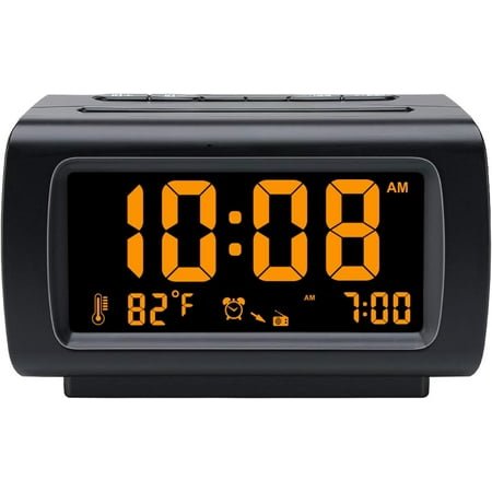Alarm Clock Radios for Bedrooms with Battery Backup, Large Big Numbers with Brightness Dimmer, USB Port, Bedside Digital FM Radio with Sleep Timer, Temperature, Adjustable Volume, Snooze