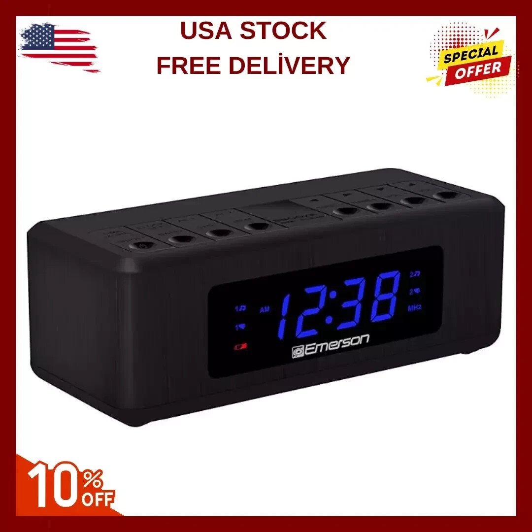 Alarm Clock Radio with AM/FM Radio Dimmer Sleep Timer Brand New, Black