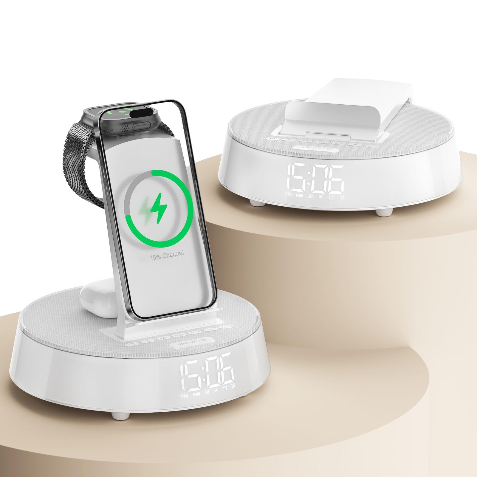 Alarm Clocks for Bedrooms with Wireless Charging Station, iPhone Charging Sta...
