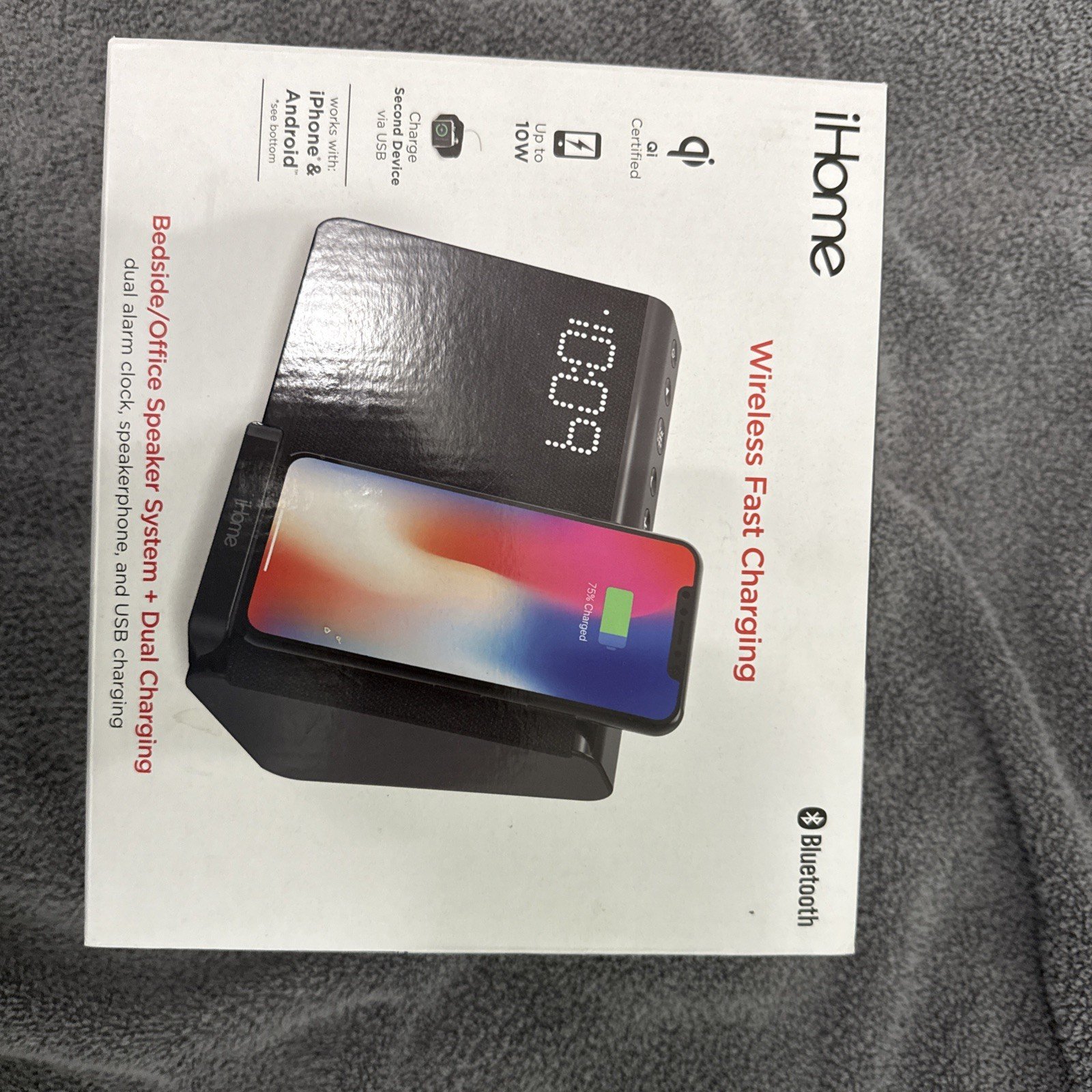 Alarm Clock Wireless Charger Dock Charging Station For iPhone Android