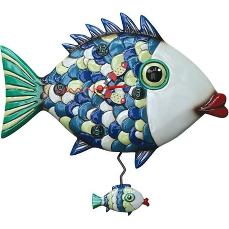 Allen Designs Fishy Lips Whimsical Pendulum Wall Clock