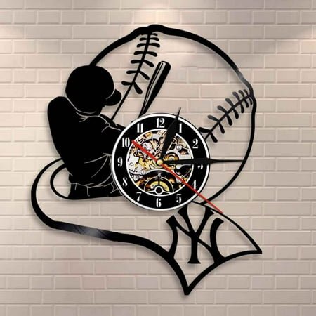 Amblelife American Professional Baseball Team Vinyl Record Wall Clock Baseball Housewarming Gift Kids Room Decor Baseball Fan Gift Idea