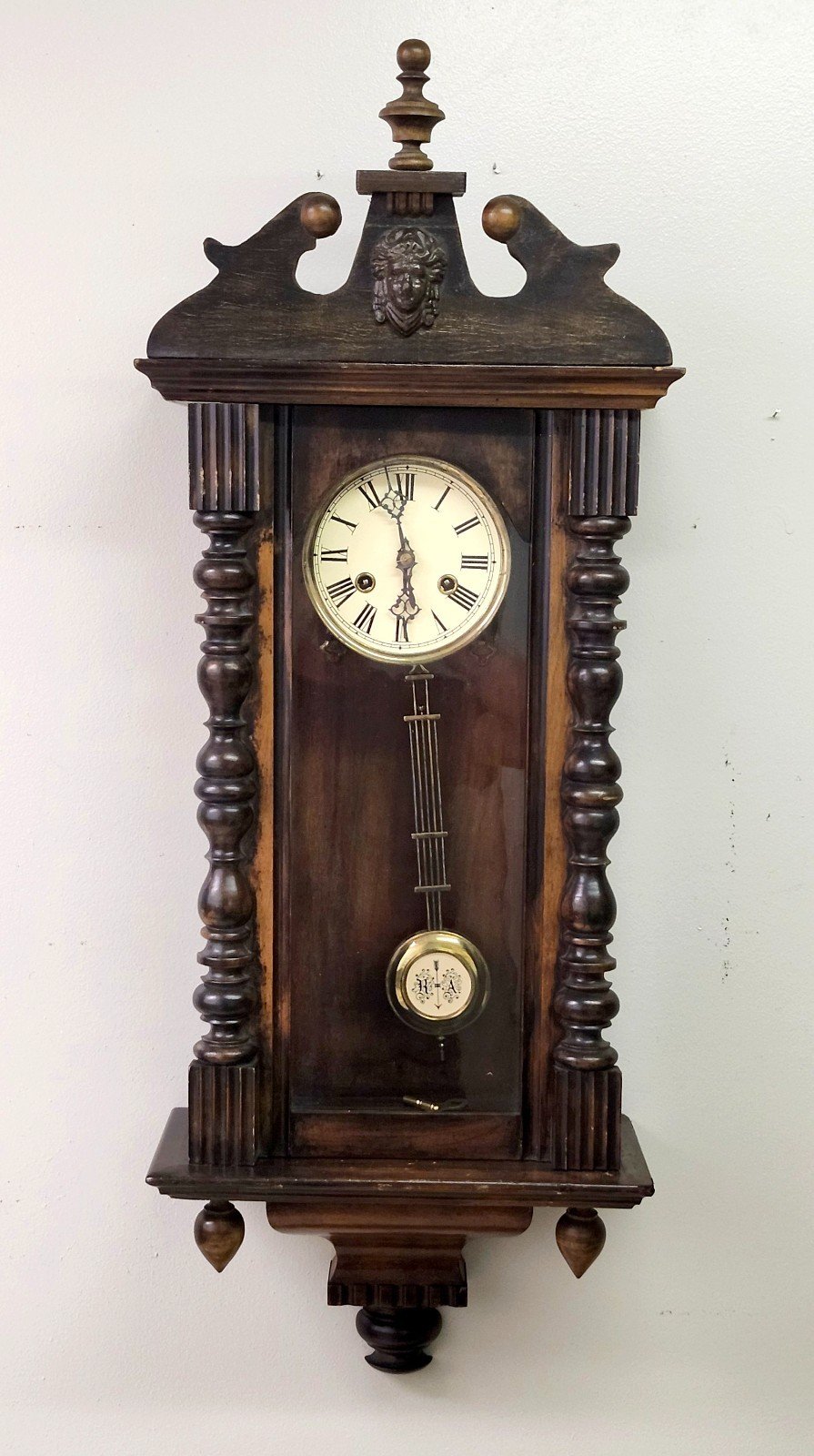 Antique 8 Day Time and Strike Friedrich Mauthe Regulator Wall Clock Working