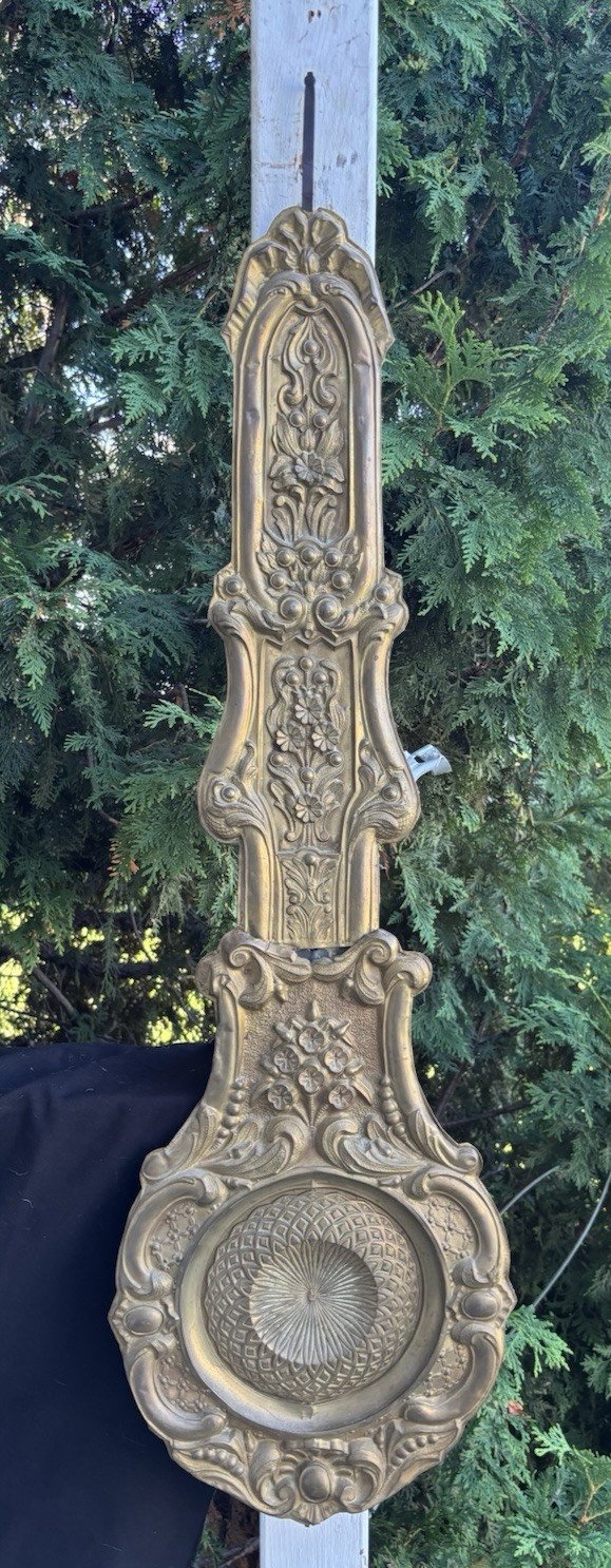 Antique French 1870s No. 32 Balancier Oriental Morbier Wall Clock Pendulum ONLY