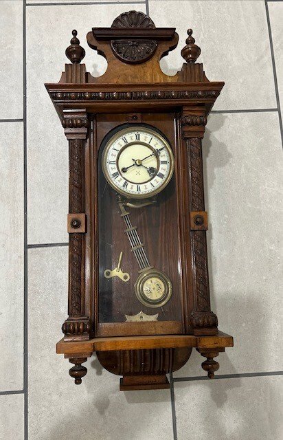 Antique German Vienna Regulator Wall Clock 8-Day, Time/Strike