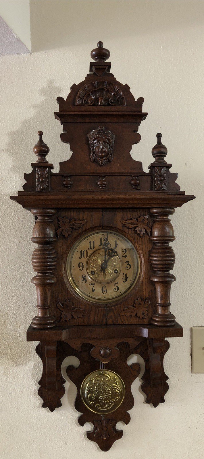 Antique JUNGHANS German Pendulum Regulator Wall Clock W/Gong For Restore!