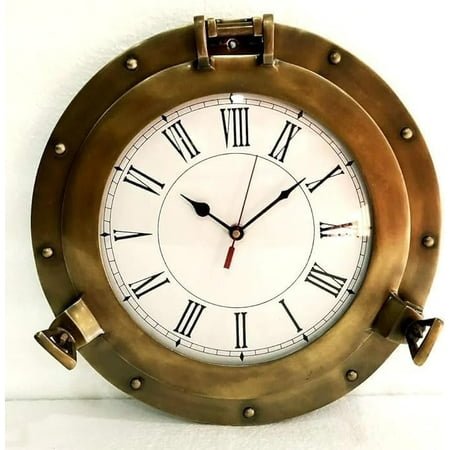 Antique Marine Brass Ship Porthole Clock Nautical Wall Clock Home Decorative