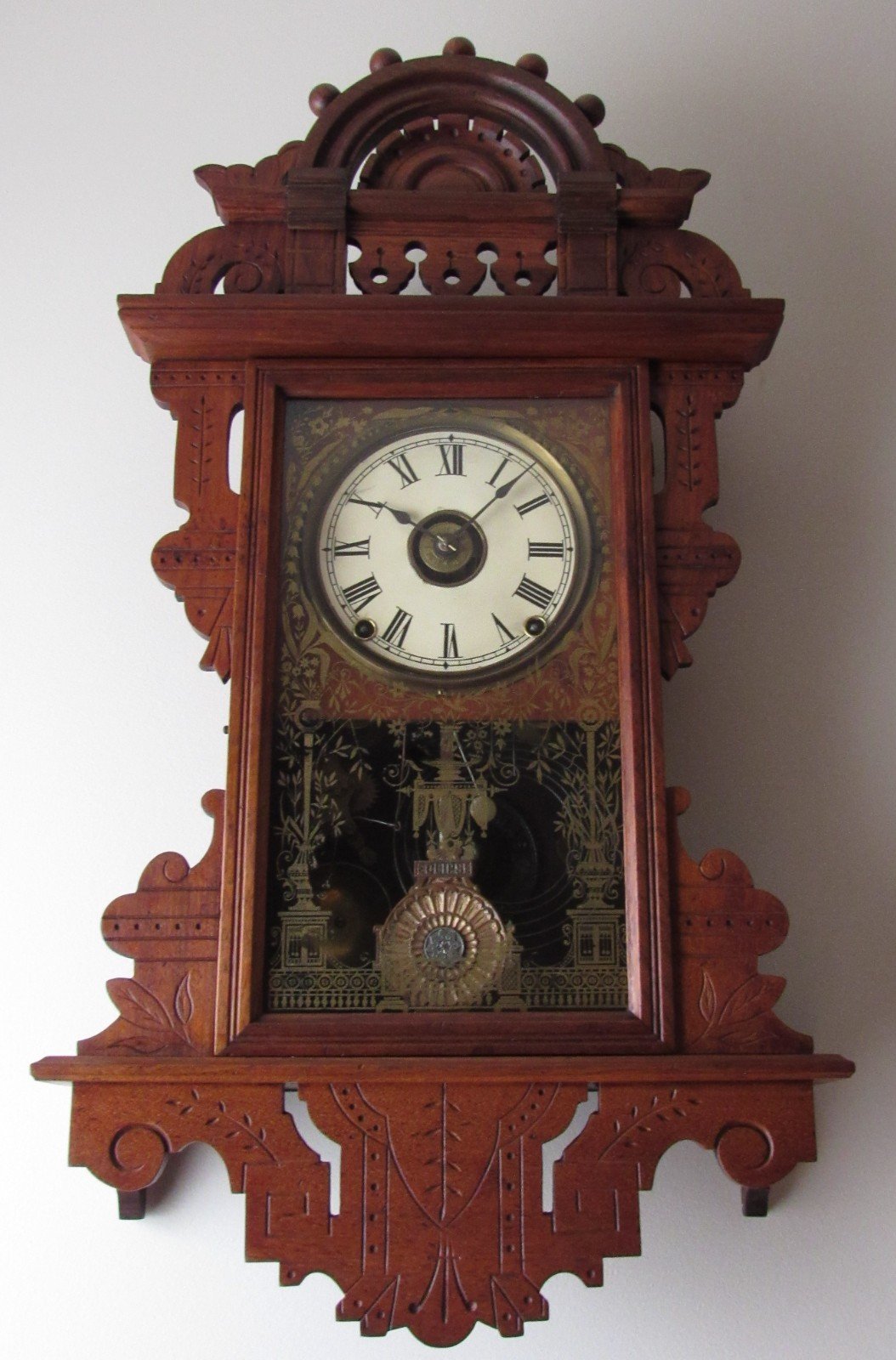 Antique Seth Thomas "Eclipse" Hanging Kitchen Wall Clock with Alarm 8-Day