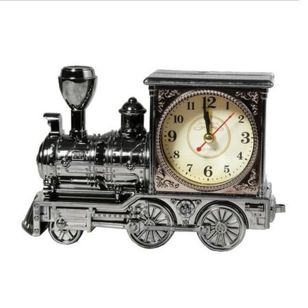 AOOOWER Vintage Train Alarm Clock Nostalgic Antique Table Desk Decor for Home Office Bedroom Kids Adults Birthday Gifts