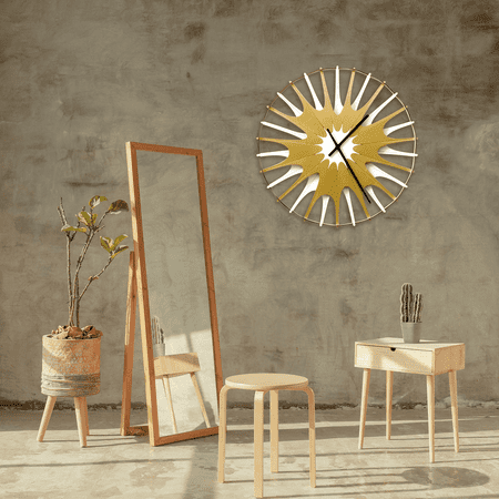 ardeola - Neuron - 23.5 in Analog Wall Clock, Abstract Art, Urban Modern, White/Gold