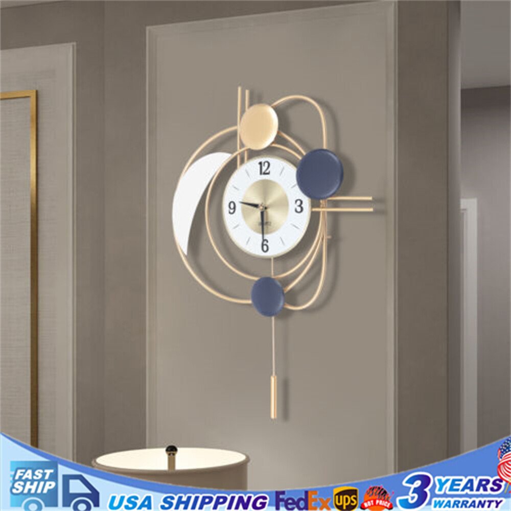 Art Nordic Design Modern Wall Clock Metal Hanging Clock Mute Living Room Decor