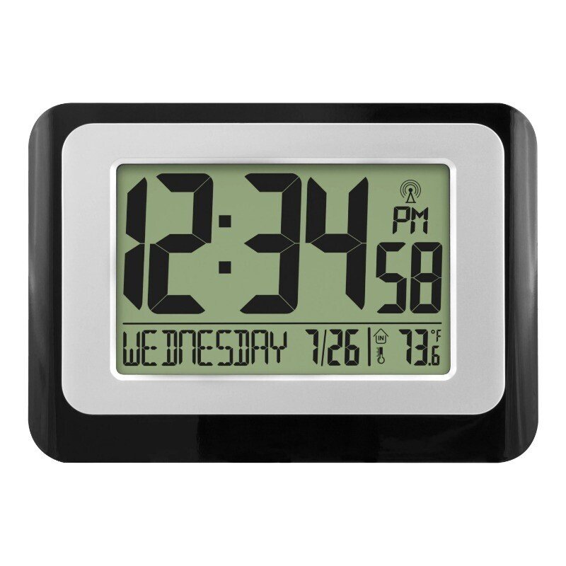 Atomic Digital Calendar Desk Alarm Clock Portable W/ Temperature Table Wall New