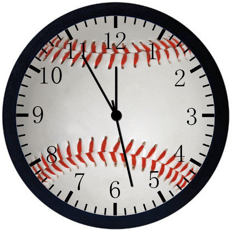 Baseball Black Frame Wall Clock Nice For Decor or Gifts W374