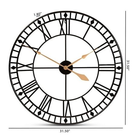 Baxton Studio Janette Classic Contemporary Black and Gold Finished Metal Wall Clock