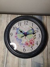 BEAUTIFUL Butterfly Clock - 9 in - Brand New - Tested! Open Box