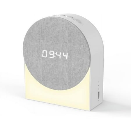 Bedside Dream Machine, White Noise Sound Machine, Sunrise Alarm Clock with Night Light, 4 in 1 Music Speaker, Sleeping Soother with 6 Sounds, Gifts for Children and Adult,white