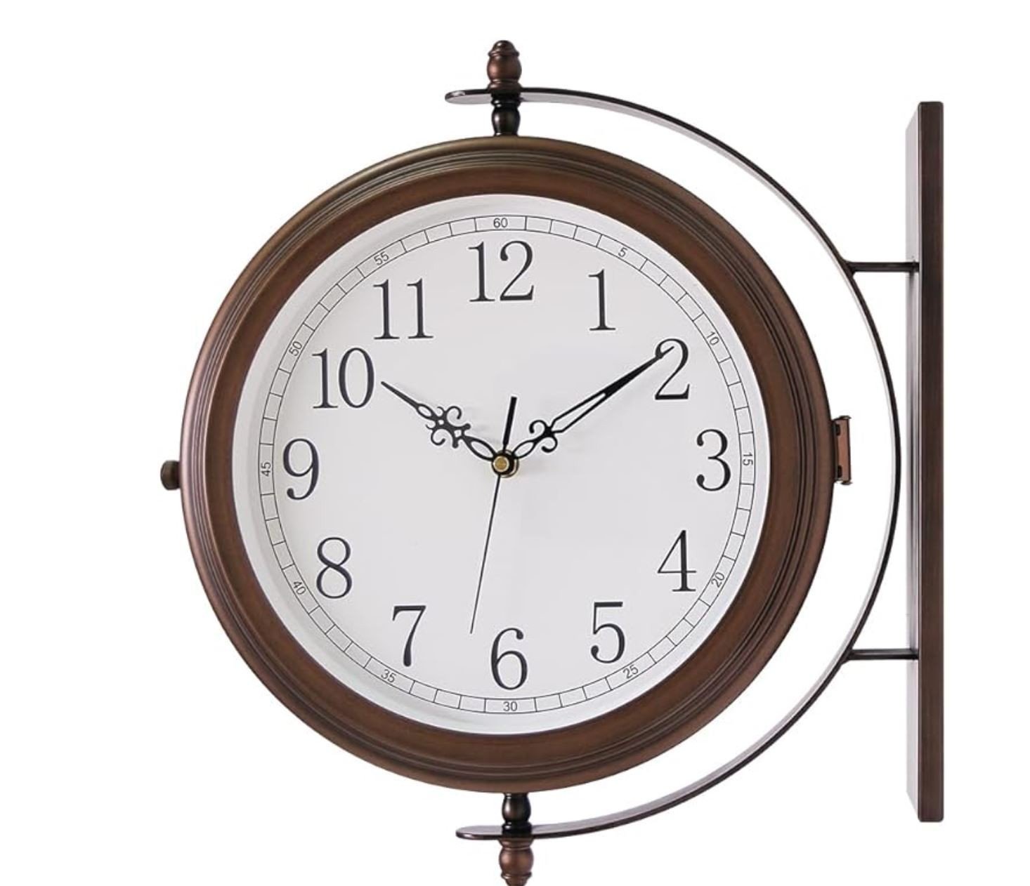 BESTIME 66264A 16-Inch Double Sided Metal Wall Clock Antique Red Coppe New 105.9