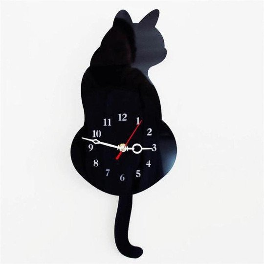 Black Cat Wall Clock | Pendulum Wall Clock | Cat Wall Clock | Room Wall Clock