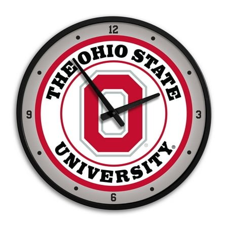 Black Ohio State Buckeyes Block O Modern Disc Wall Clock