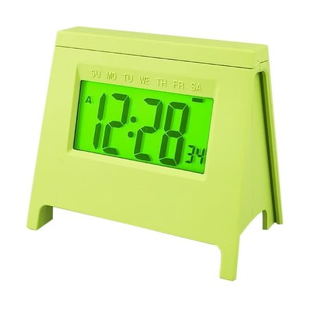 Blasgw Mini LCD Student Alarm Clock New Electronic Clock Smart Desktop Multi-function Clock With Luminous Temperature Calendar Green