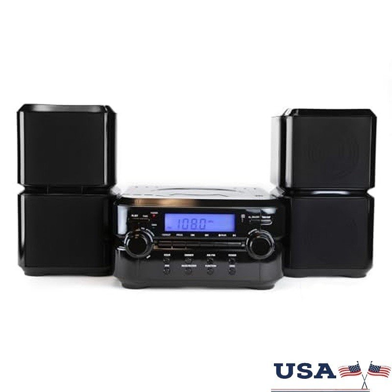 Bluetooth CD Microsystem FM Radio USB AUX Input Dual Alarm Clock Stereo Speakers