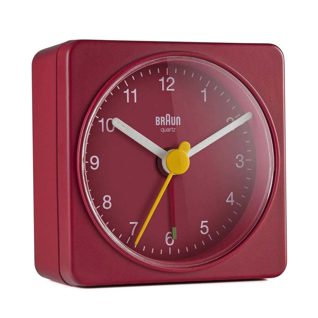 Braun BN-BC02BL Square Quartz Alarm Travel Clock 2.24" Red/Blue